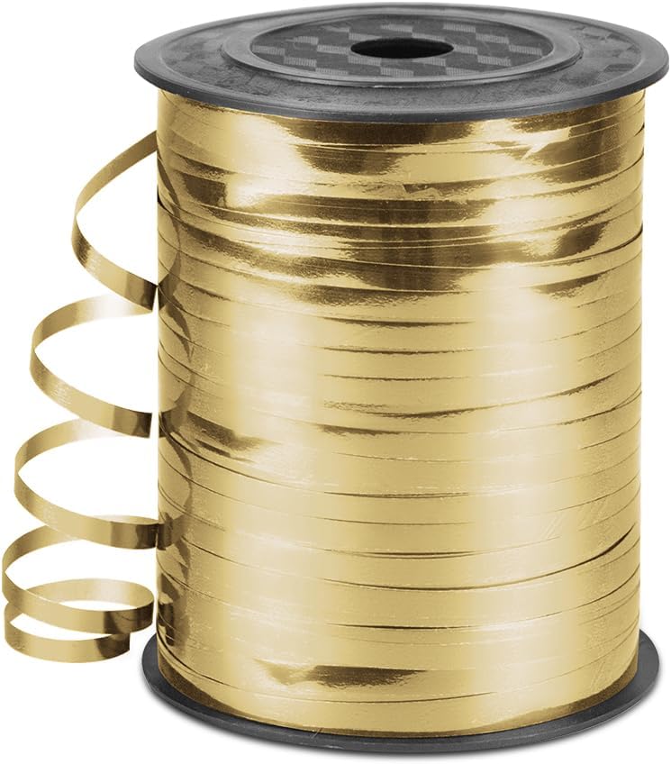 HimBen 500 Yards Curling Ribbon for Gift Wrapping, 3/16" Balloon String for Christmas Valentine Birthday Wedding Party Festival Decoration, Crafts, Flower Bouquet(Metallic Champagne) - Image 1